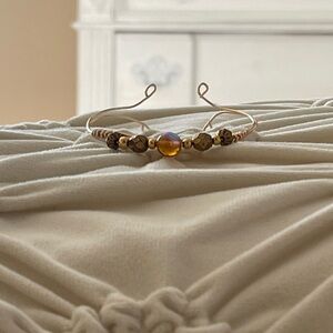 Handmade Elegant Gold and Brown Beaded Bracelet